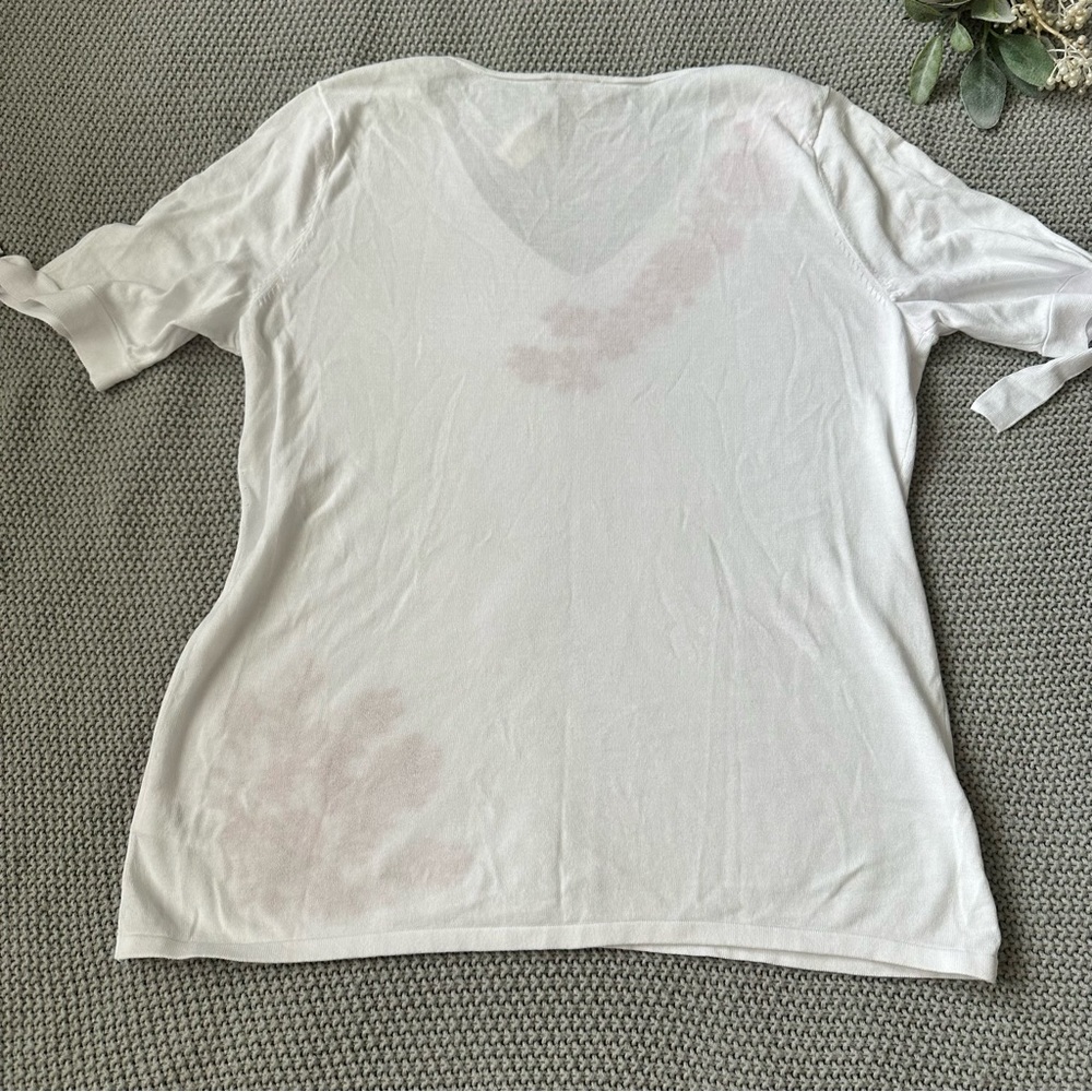 3/$20 Talbots Embroidered Tie-Sleeve V-Neck Sweater MP - Picture 5 of 10